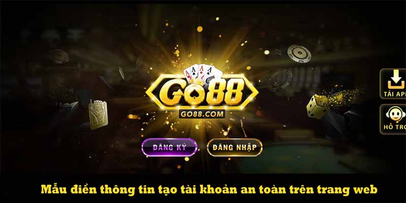 Mẫu điền thông tin tạo tài khoản an toàn trên trang web